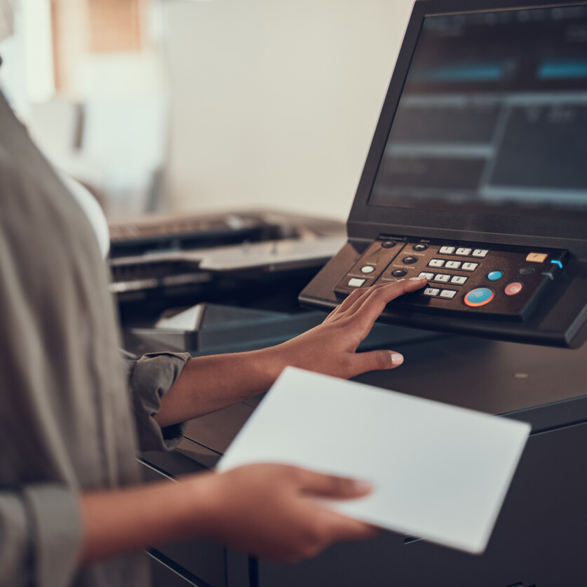 girl testing the best practices for printer security