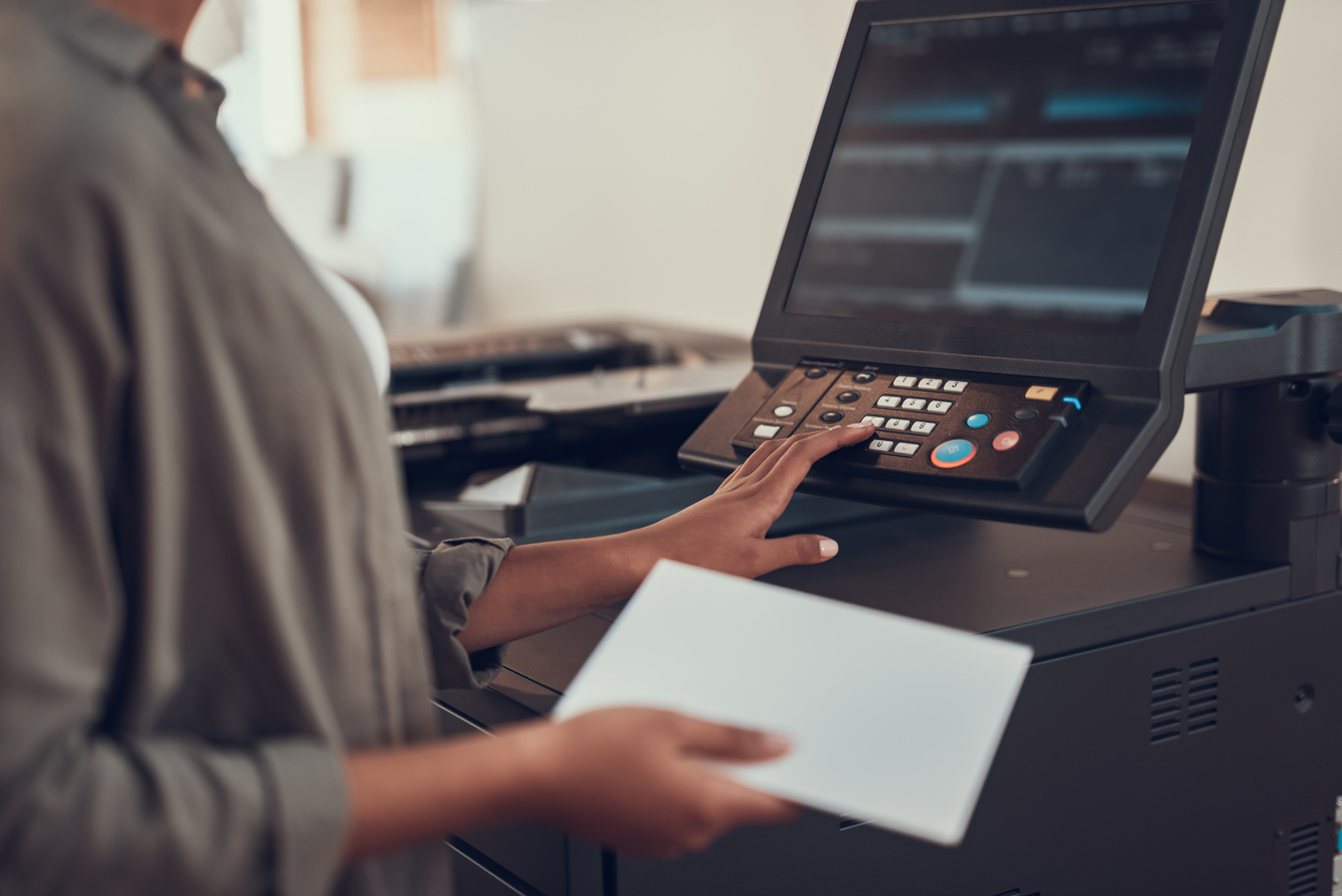 girl testing the best practices for printer security